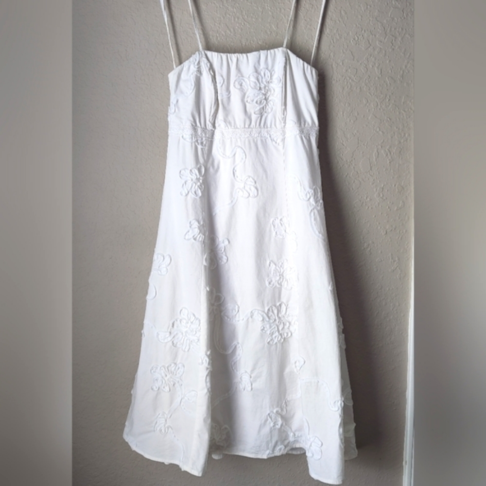 Rabbit Rabbit Rabbit Off White Strapless Dress with Floral Ribbons Size 6